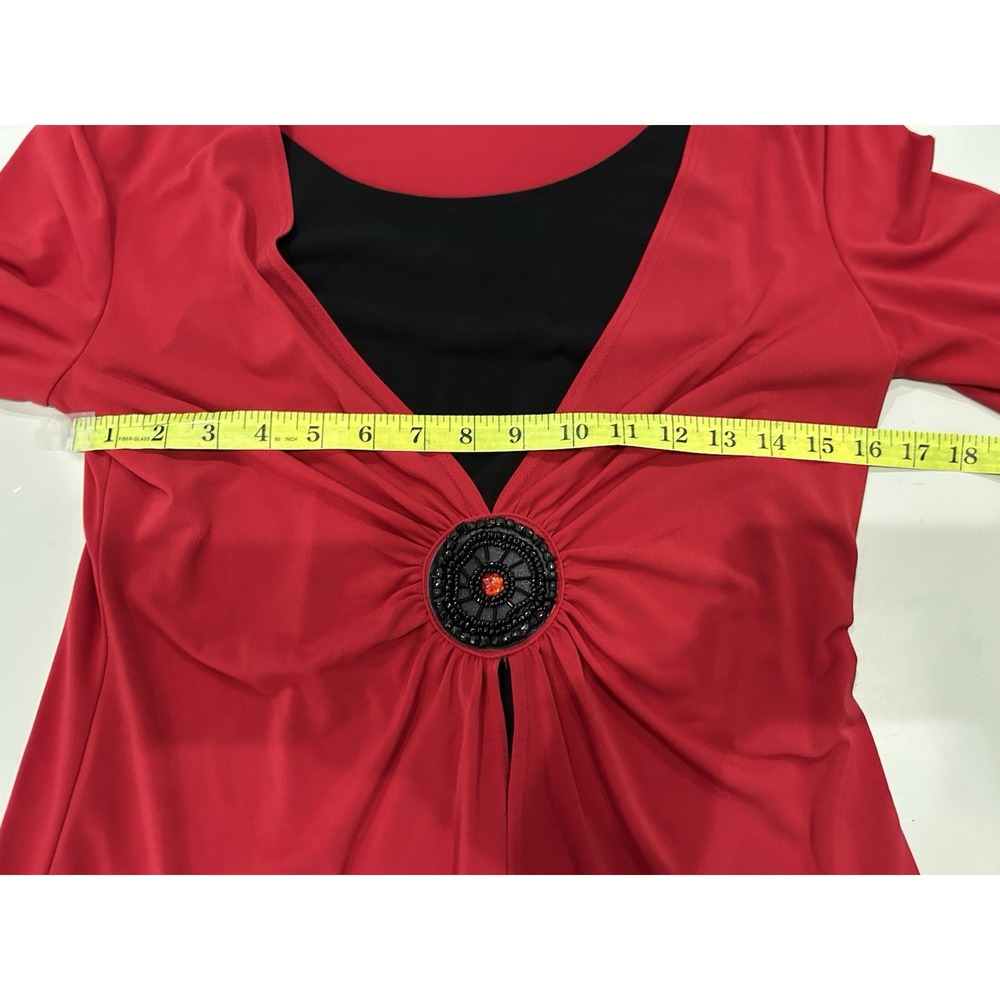 Vintage Womens Red/ Black Top Size S Y2K Goth Glam Whimsigoth‎ Witchy Vamp USA - Picture 11 of 12